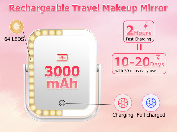 travel makeup mirror with light