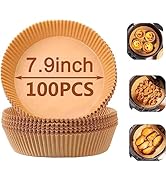 Ailifeer Air Fryer Liner Round,100PCS 7.9 inch to 9 inch Baking Parchment for 5 to 8Qt Air Fryer ...