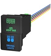 DaierTek Dual Push Button Switch LED Light Bar and Driving Light Symbol Blue and Green Dual LED B...