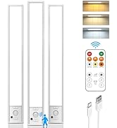 Under Cabinet Lights with Remote Control,12 inch Rechargeable 2500mAh Battery 350 Lumen Motion Se...