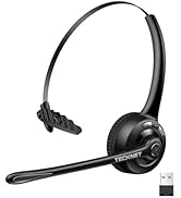 TECKNET Wireless Headset, Bluetooth Headphones with Noise Cancelling Microphone for Trucker, Hand...