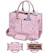 FIORETTO Canvas Tote Bag for Women with Zipper Closure & Individual Compartments for Work College...