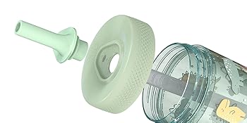 Kids' plastic straw tumbler disassembled view