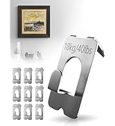 Amuille Picture Hangers 10 Pcs, Drywall Picture Hanging Hooks Support 40Lbs/18kg- No Damage, Easy...