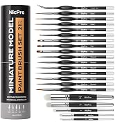 Nicpro Miniature Paint Brushes Drybrush - 21PCS Model Paint Brush Set for Acrylic, Watercolor Det...