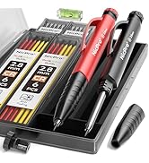Nicpro 2 Pack Carpenter Pencil Set with Sharpener & Finger Grip, Mechanical Woodworking Pencils w...