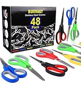 48 Packs Scissors, BURVAGY 8-inch Soft Comfortable Grip and Stainless Steel Sharp Blades, Very Su...
