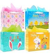 Nihuecne 4 Pack Extra Large Easter Gift Bags with Tissue Paper, 16" Paper Gift Bags with Handles ...