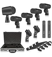 Phenyx Pro Drum Microphone Kit, Drum Mics 7-Pieces, Full Metal Wired Dynamic Drum Mic Set for Bas...