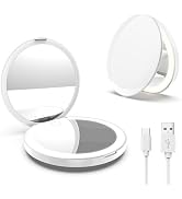 MY BEAUTY LIGHT Portable Bright Travel Makeup Mirror with Lights, 2-Sided Compact Magnifying Mirr...