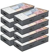 BiCINE 8 Pack Under Bed Storage Containers, 90L Collapsible Closet Organizers and Storage Bins, U...