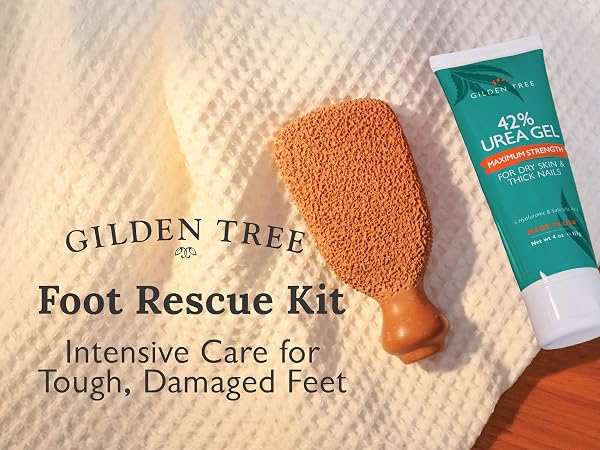 Maximum strength 42% Urea Gel and Foot Scrubber help heal dry skin and calluses.