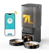 7L Automatic Cat Feeder 2 Cats, 5G WiFi Dog Food Dispenser with APP Control | APP Control, Dual P...