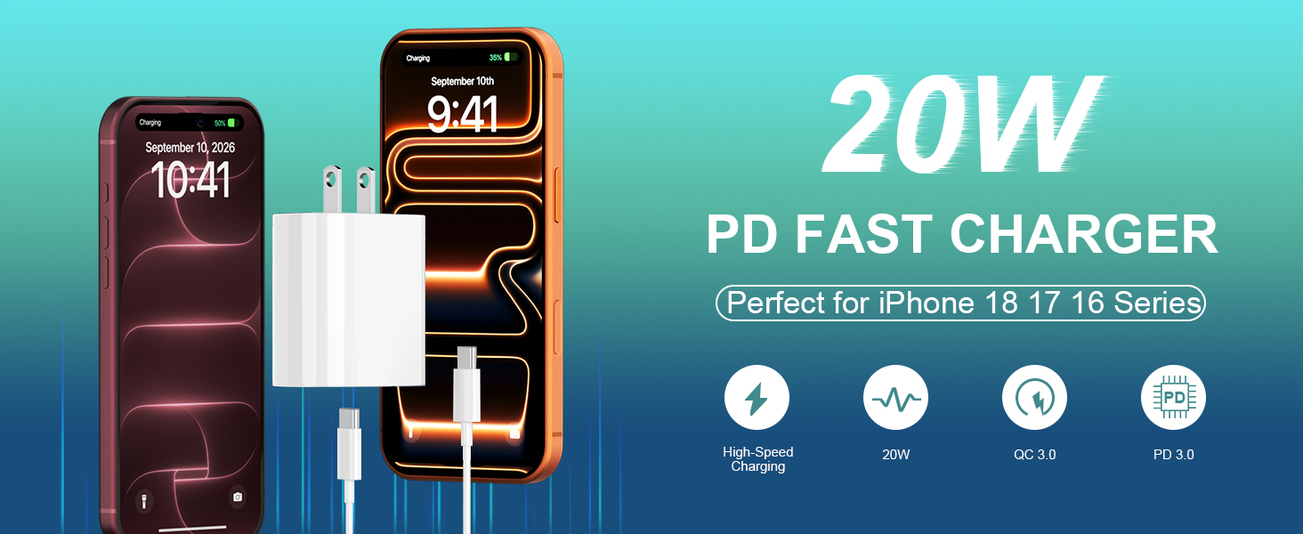 iphone 18 Duo 17 16 15 pro max charger fast charging 10 ft long usb c cable