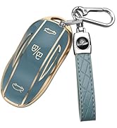 QBUC for Tesla Key Fob Cover with Keychain Car Key Case Compatible with Tesla Model X Smart Remot...