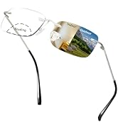 Myfeasy Rimless Bifocal Photochromic Reading Glasses Anti Blue Light Titanium Sunglasses Transiti...
