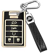 MILD EAST for Cadillac Key Fob Cover with Keychain for Escalade SRX CTS ATS XTS DTS STS 2008-2015...
