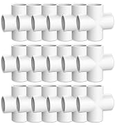 18PCS 4 Way Cross PVC Fittings, 3/4Inch Heavy Duty PVC Pipe Fitting PVC Furniture Grade Fitting C...