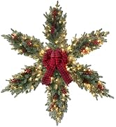 YEAHOME 48 Inch Large Christmas Wreath, 4 FT Pre-Lit Christmas Star Wreaths for Front Door with 1...