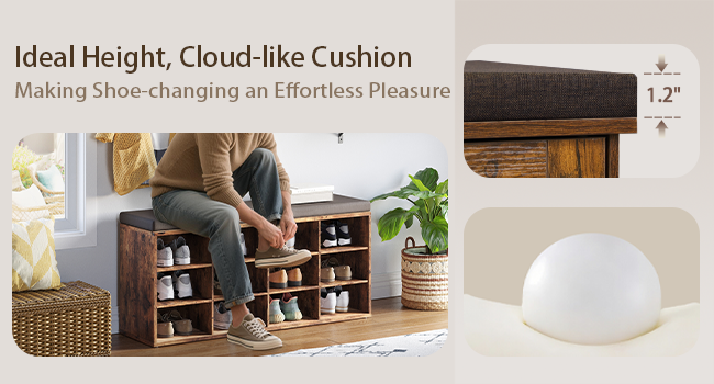 multi-functional shoe bench organizer for entryway