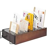 JACKCUBE Design Wood Monthly Office Desktop Bill & Mail & File Organizer Storage with Steel Divid...