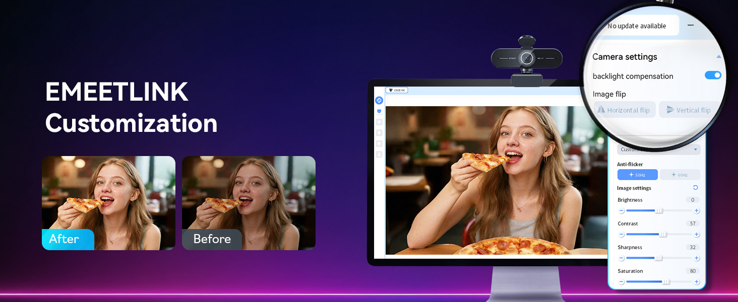 4K webcam for streaming with EMEETLINK software
