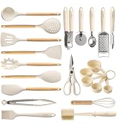 CAROTE 22pcs Silicone Cooking Utensils Set, 446°F Heat Resistant Kitchen Utensils Gadgets Set, Sp...