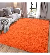 Ailyei Soft Shag Rugs for Bedroom, 4x6 Orange Fluffy Shaggy Rugs for Living Room Nursery, Luxury ...