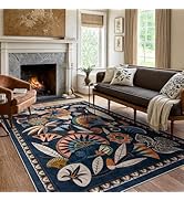 Zealude Egypt Floral Washable 5x7 Area Rug for Living Room, Large Boho Bedroom Dining Room Rugs f...