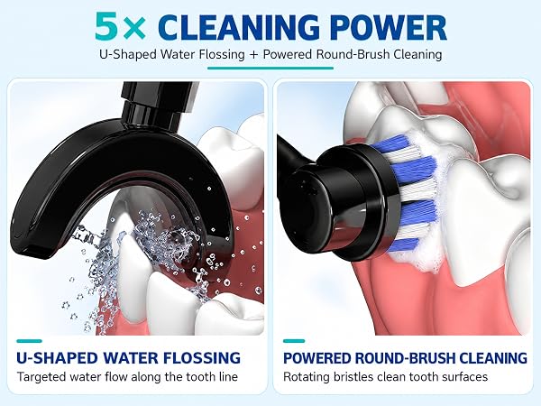 toothbrush with water flosser