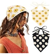 DRESHOW Floral Crochet Hair Bandana Tie Knotted Headscarf Vintage Headband Knitted Head Kerchief ...