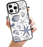 Uioeua for iPhone 14 Pro Max Magnetic Case,Cute Coastal Beach Summer Blue Seashell Shell Aestheti...