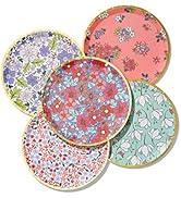Coterie Floral Small Paper Plates (Set of 10) - Cute Party Plates For Tea Party, Bridal Shower, G...