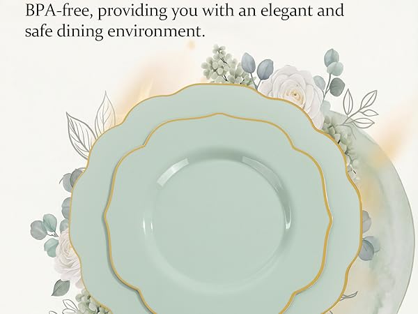 sage green plastic plates