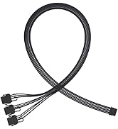 Formulamod PCI-e 5.0 16-Pin (12+4) to 3x8 PCI-E Sleeved Extension Cable, 12VHPWR 16AWG PSU Extens...
