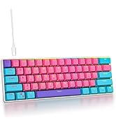 Fogruaden 60% Mechanical Keyboard, 61 Keys Gaming Keyboard, RGB Backlit, Ultra-Compact 60 Percent...