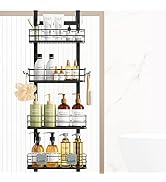 Orimade Adjustable Hanging Over the Shower Door Caddy,Bathroom Organizer Shelf Storage with 4 Hoo...