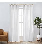 84 Inches Long Light Filtering Semi Sheer White Curtains with Clip Hooks(Rings Not Included) Back...