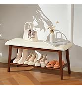 oakvivo Shoe Bench, Bamboo 2 Tier Shoe Rack Bench, 35.4