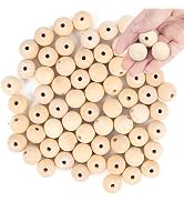 BigOtters Wood Beads, 25mm 1Inch Natural Round Wooden Beads Unfinished Loose Wood Beads Crafts Ro...