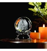 ZEERSHEE 3D Engraved Jesus Holy Family Crystal Ball Glass Jesus Statue Figurine Christian Religio...