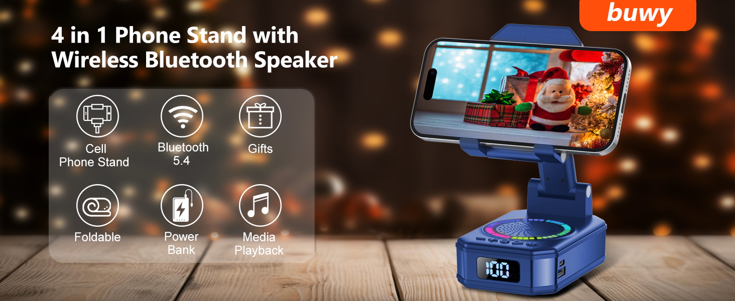 Cell Phone Stand with Wireless Bluetooth Speaker