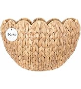 iEGrow Wicker Wall Basket, Scalloped Wall Basket Natural Water Hyacinth, Hanging Baskets for Orga...