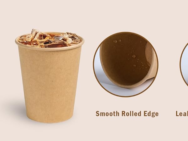 Kraft paper Cups Brown Disposable Paper Coffee Cups Unbleached Cups for Hot/Cold