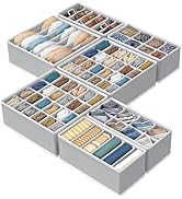 Simple Houseware Closet Underwear Organizer Drawer Divider Assorted 7 Pieces, Gray