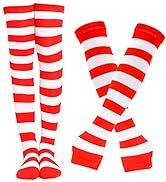 BigOtters Christmas Striped High Knee Socks, 2 Pairs Novelty Character Costumes Including Striped...