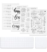 UCEC 4 PCS Rubber Clear Stamps Set Transparent Postage Silicone Stamps, 2 PCS Acrylic Stamp Block...