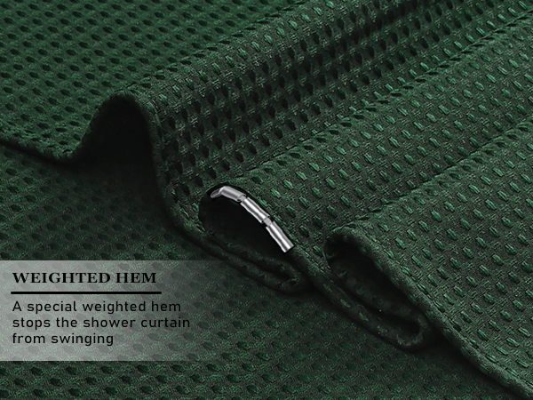 dark green textured shower curtain