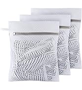 Small Honeycomb Lingerie Bags with Hanging Loop- 3 Pack MDSXO Mesh Laundry Bags for Washing Delic...
