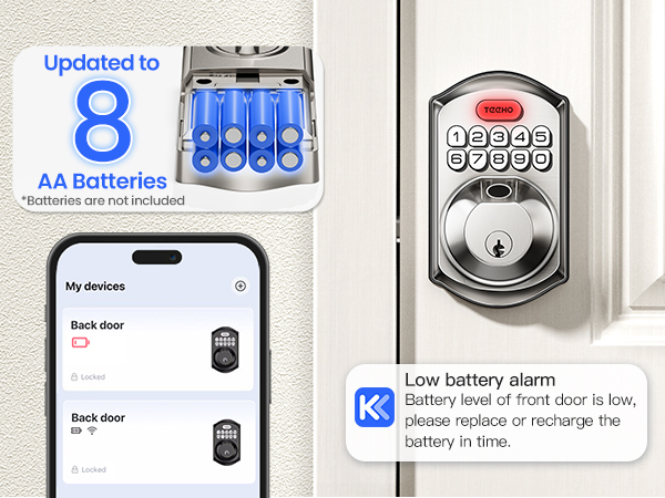 5 ways to lock: via app, fingerprint, one-touch lock, backup key, or auto-lock